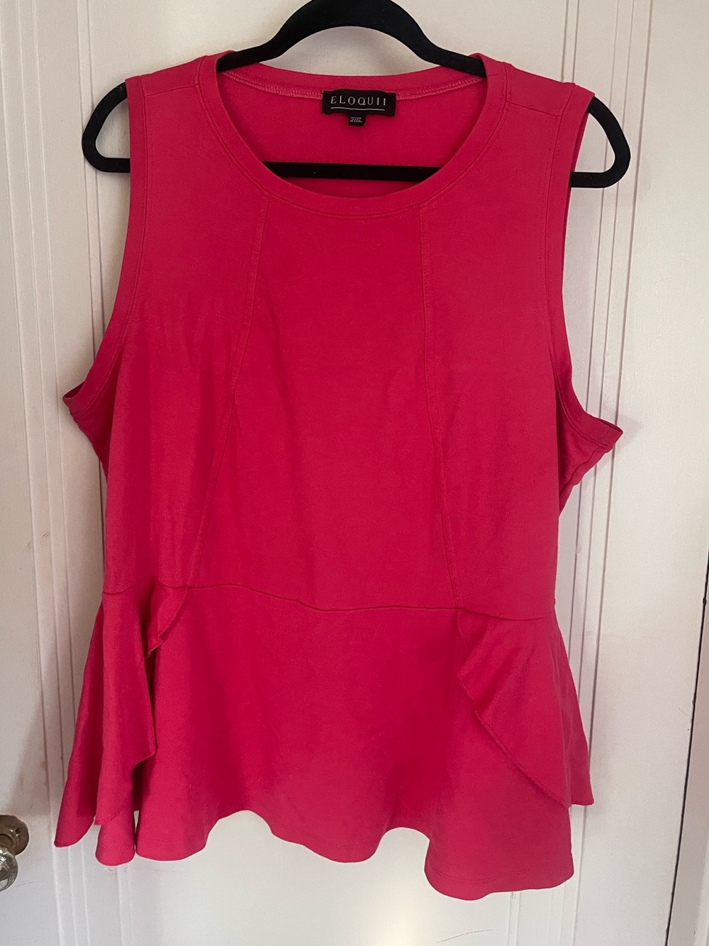 Eloquii Hot Pink Sleeveless Peplum Tank